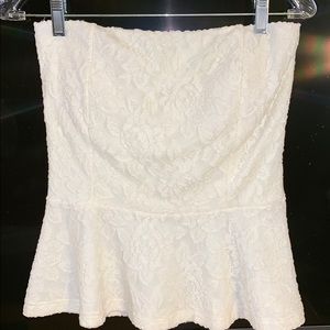 Strapless White Floral Shirt